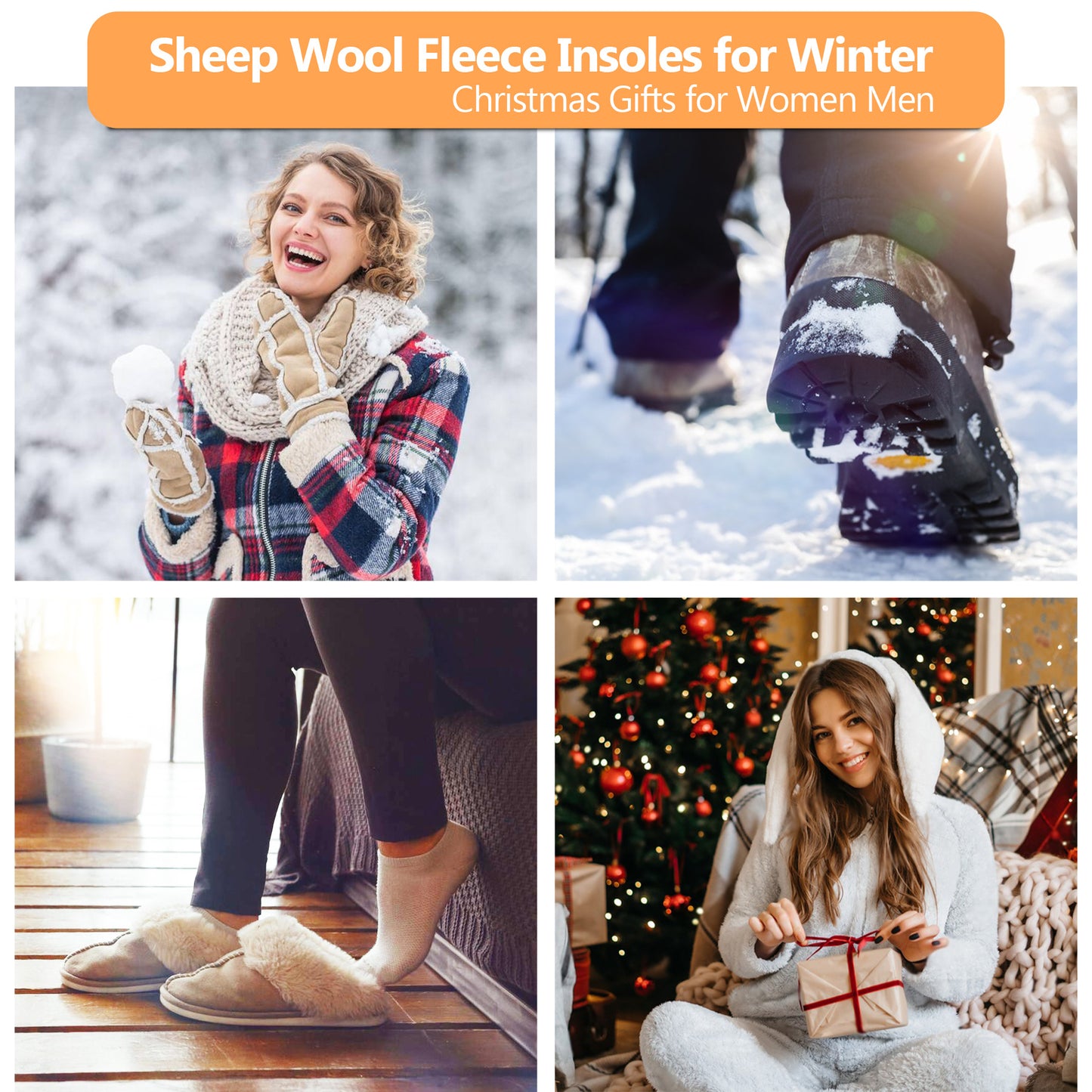 riemot Genuine Sheepskin Insoles for Men,Winter Warm Furry Lambswool Insoles,Soft Cosy Fluffy Lamb Shoe Replacment Inner Soles