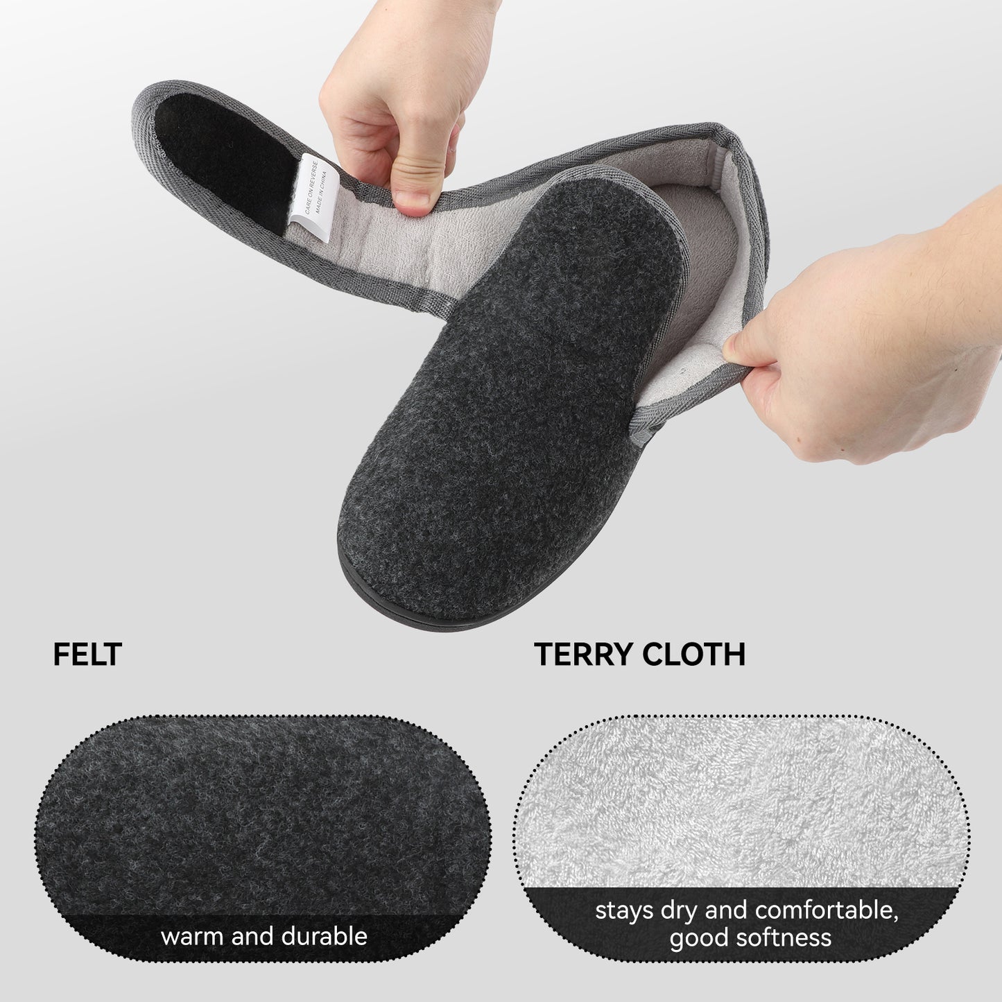 TIESTRA Mens Slipper Boots Warm Flocking Slippers Wide Fit Cosy Fur House Shoes Non Slip for Indoor & Outdoor