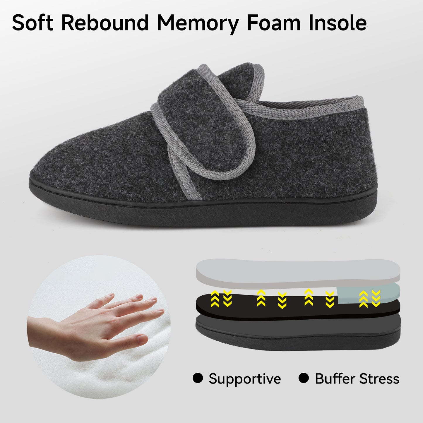TIESTRA Mens Slipper Boots Warm Flocking Slippers Wide Fit Cosy Fur House Shoes Non Slip for Indoor & Outdoor