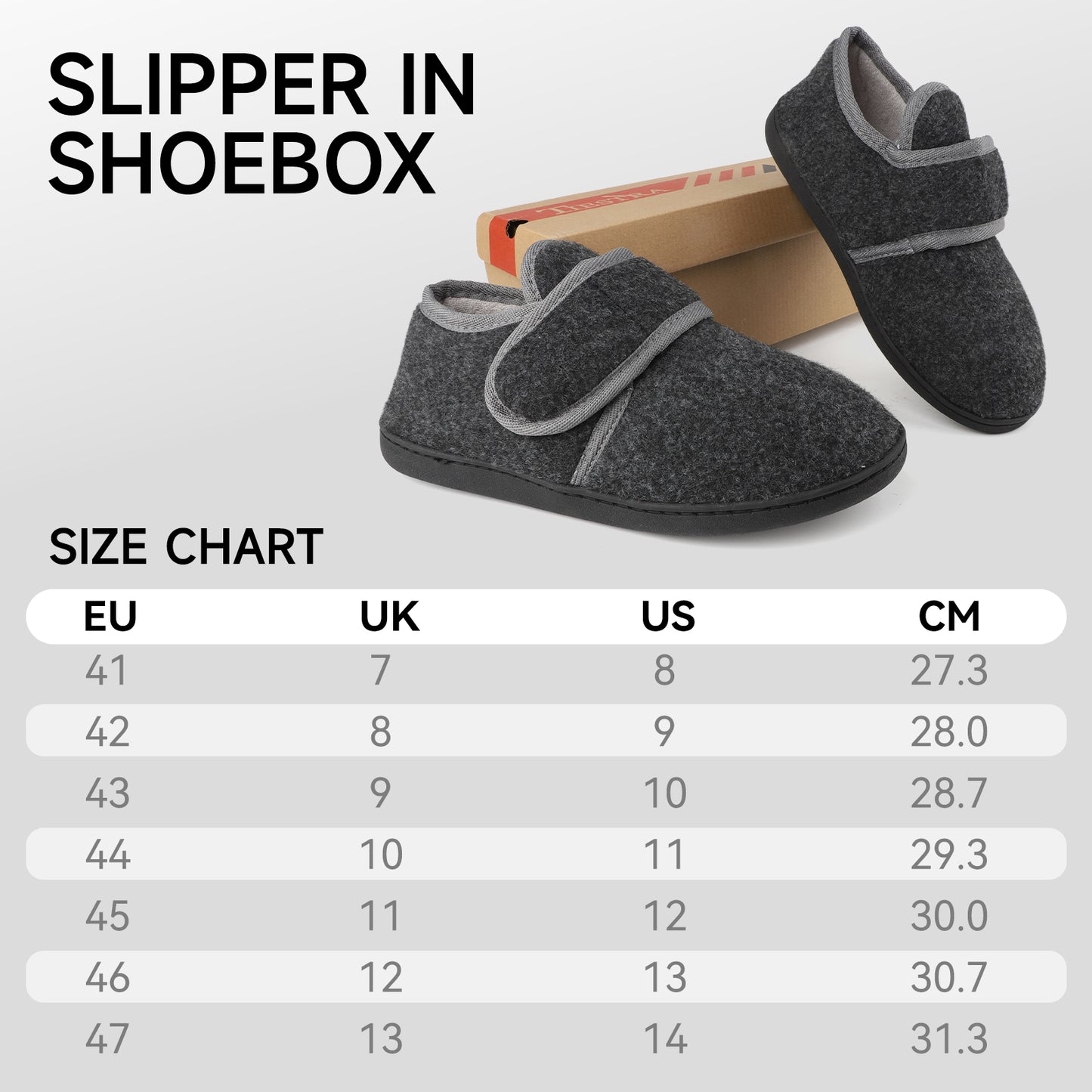 TIESTRA Mens Slipper Boots Warm Flocking Slippers Wide Fit Cosy Fur House Shoes Non Slip for Indoor & Outdoor