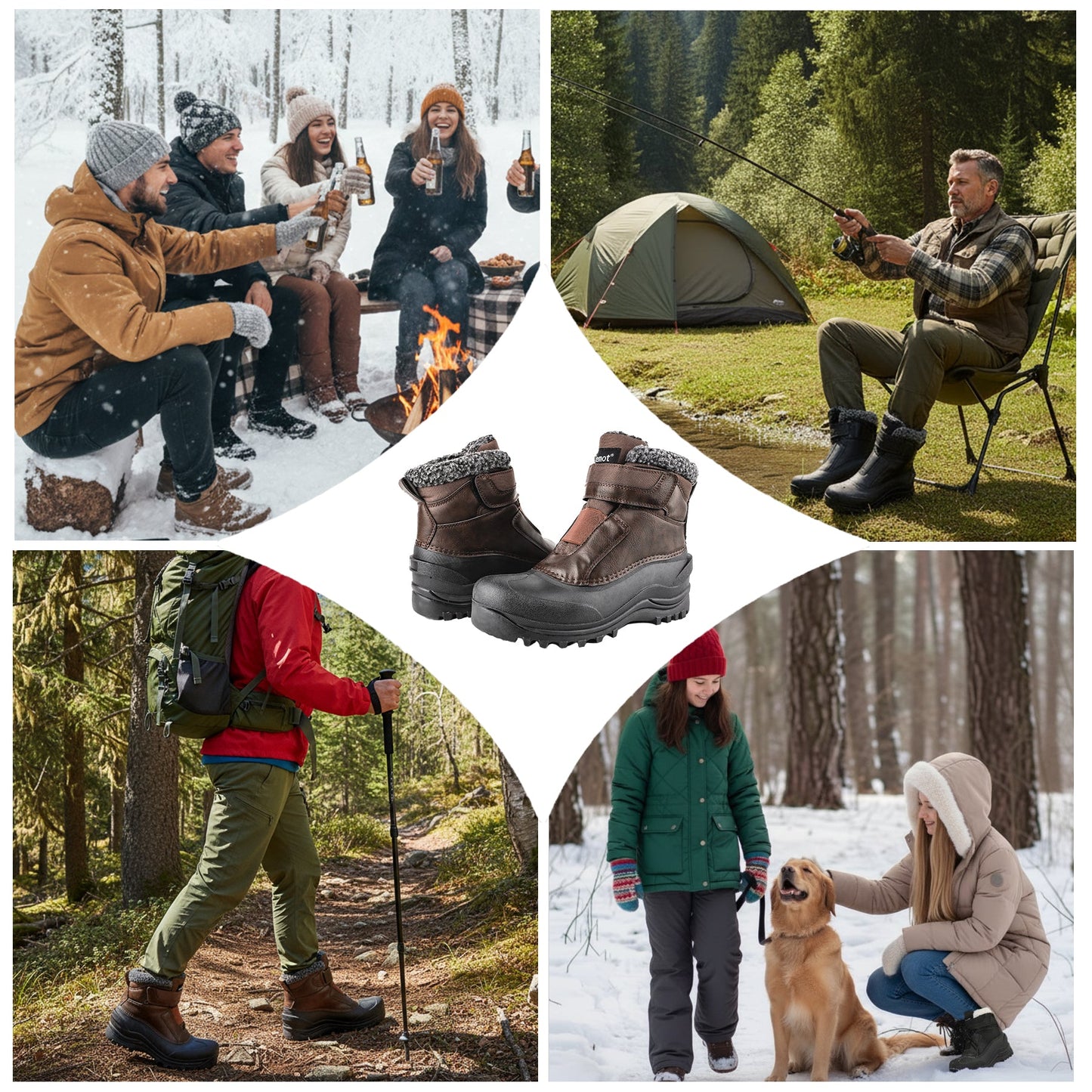 knixmax Men’s Snow Boots – Easy-On Insulated Winter Ankle Boots