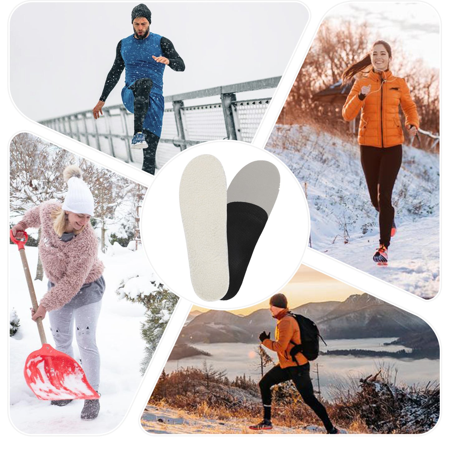 Knixmax Outdoor Lambswool Insoles for Women Men's Warm Soft Comfort Wool Insole with Arch Support Cozy Winter Inserts
