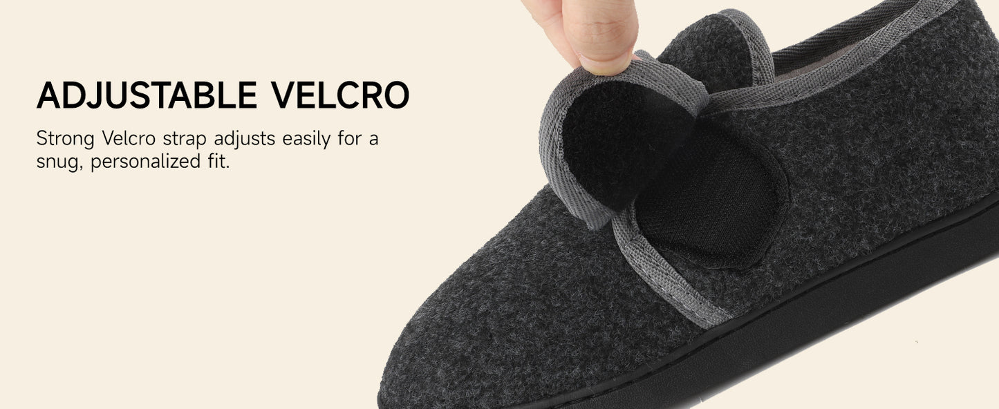 TIESTRA Mens Slipper Boots Warm Flocking Slippers Wide Fit Cosy Fur House Shoes Non Slip for Indoor & Outdoor