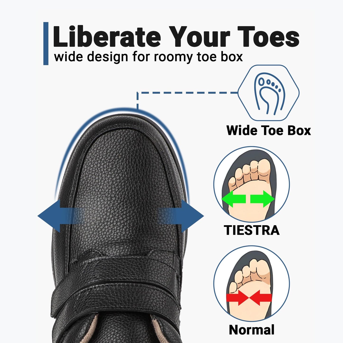 TIESTRA Men's Wide Fit Shoes with Adjustable Strap – product view 8