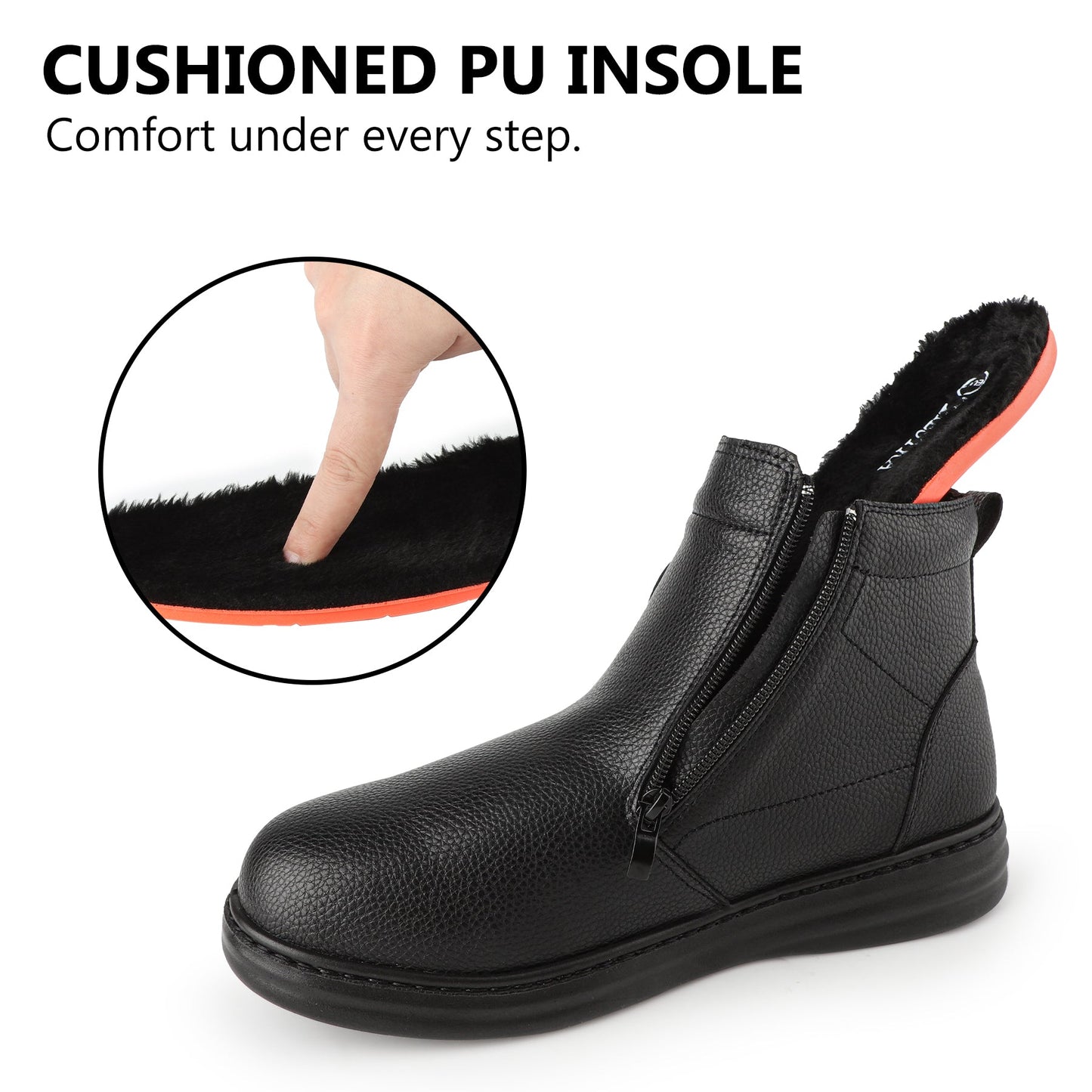 TIESTRA Men's Side-Zip Ankle Boots in Black – product view 8