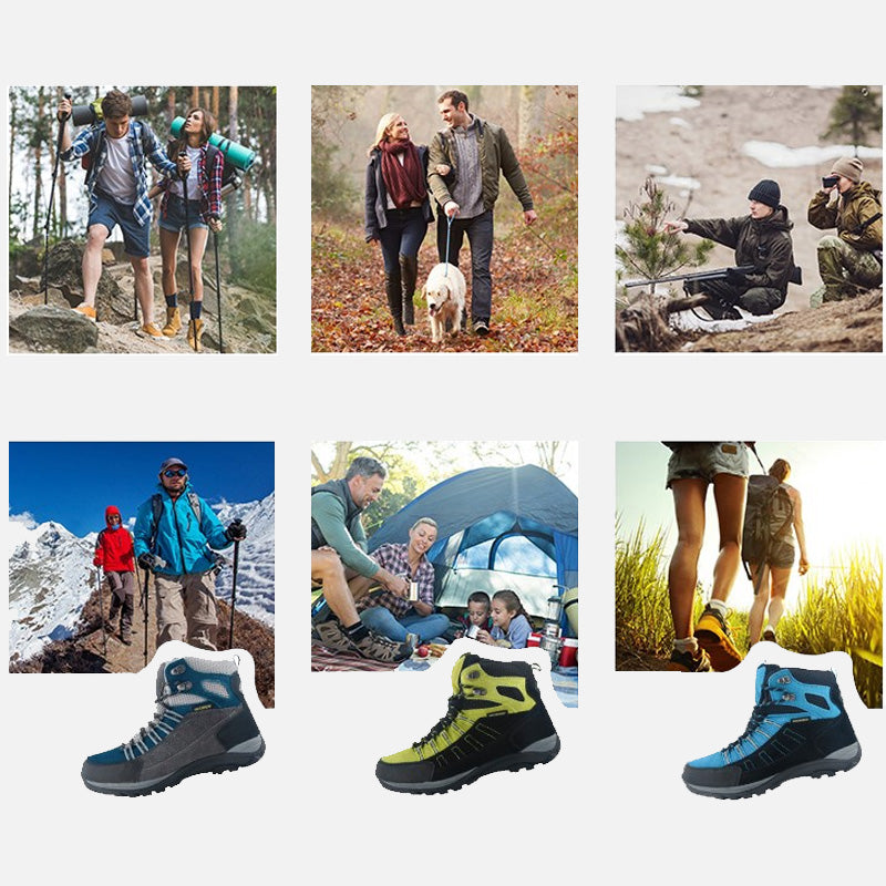 riemot Walking Boots for Men Green Fully Waterproof High Rise Outdoor Hiking Shoes - Knixmax