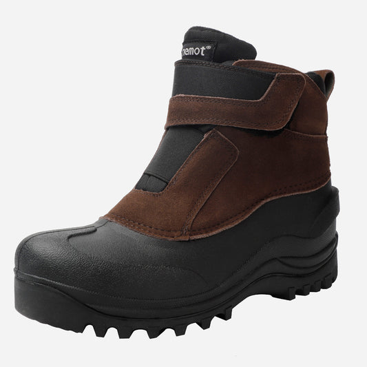 riemot Men's Slip On Brown Snow Boots Waterproof Comfortable Anti-Slip Boots