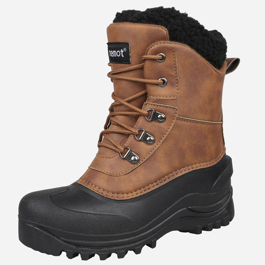 riemot Men's Snow Boots Brown Waterproof & Slip-resistant Winter Boots