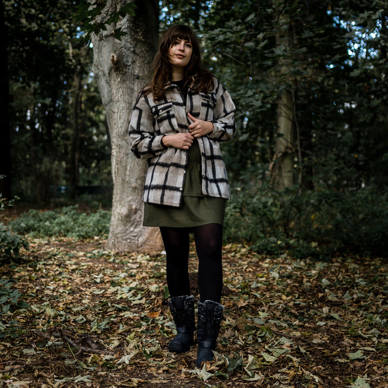 Knixmax Women's Snow Boots Black Waterproof Sole Fur Lined Winter Boots(Upgraded Version)