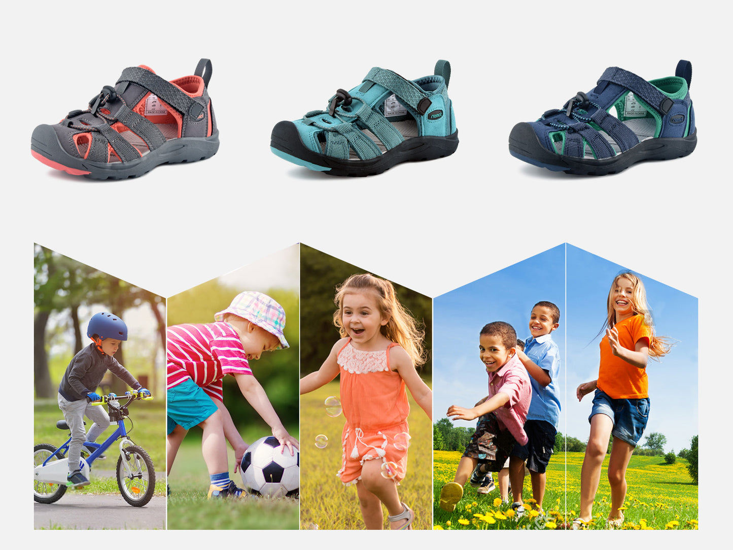 riemot Kids Breathable Closed Toe Sport Sandal Green Summer Beach Walking Shoes - Knixmax