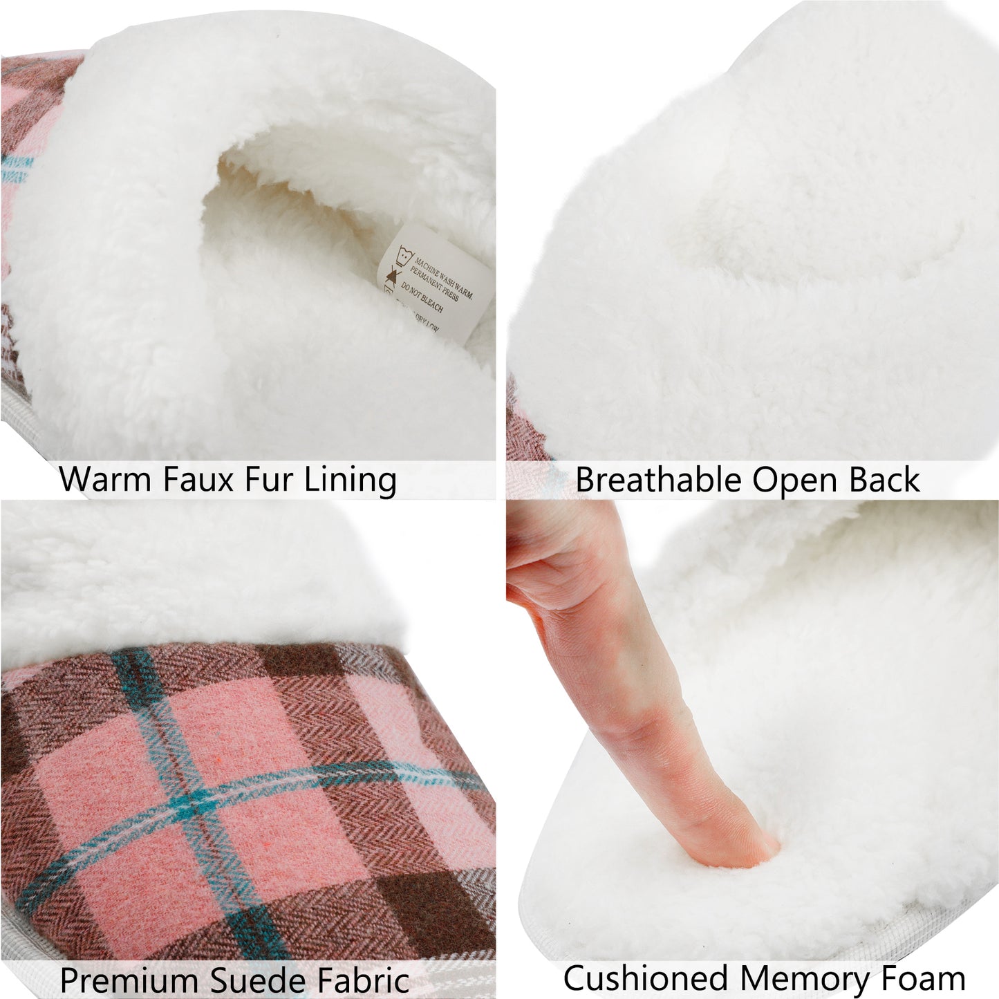 riemot Women's Slippers Memory Foam Pink Winter Slippers for Indoor Travel Hotel