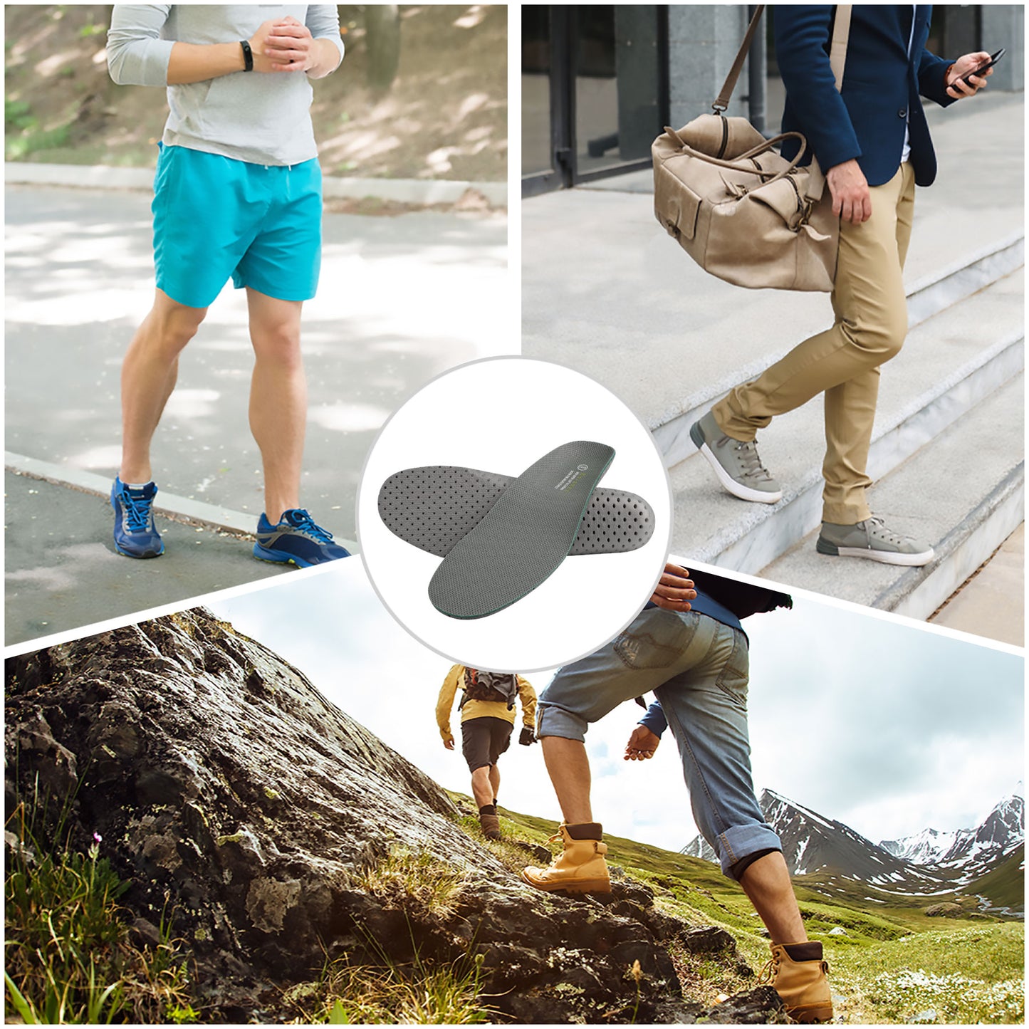 Knixmax Sports Insoles Grey Arch Support Full Length Orthotic Inserts for Men Women