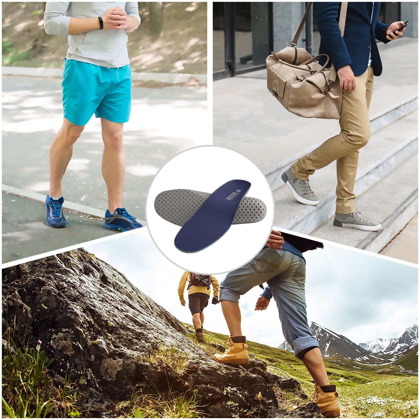 Knixmax Sports Insoles Navy Arch Support Full Length Orthotic Inserts for Men Women