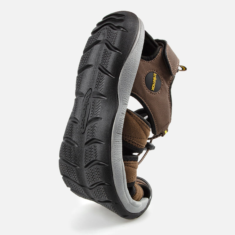 Knixmax Men's Closed Toe Sandals Brown Wide Fit Sports Summer Shoes(Upgraded Version)