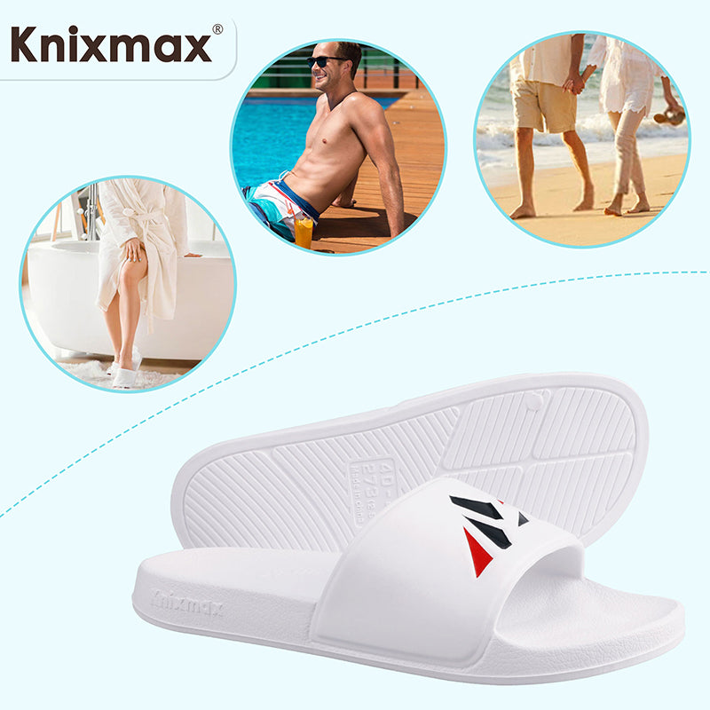 Knixmax Women & Men's Slide Open Toe Sandals White Bath Shower Slippers
