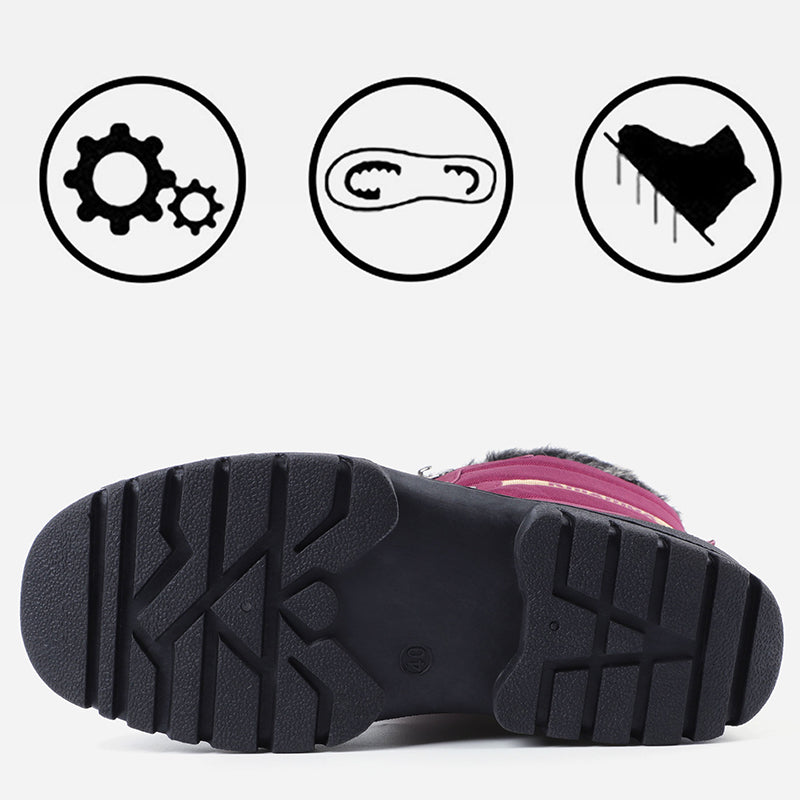 Knixmax Women's Snow Boots Red Waterproof Sole Fur Lined Winter Boots(Upgraded Version)