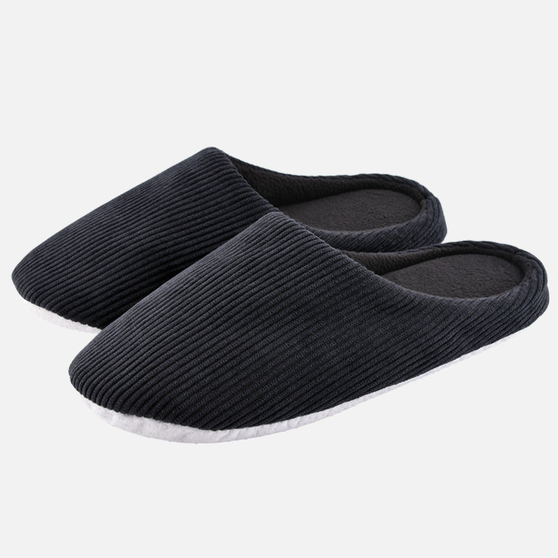 Knixmax Men's Slippers Memory Foam Black Winter Slippers for Indoor Travel Hotel - Knixmax