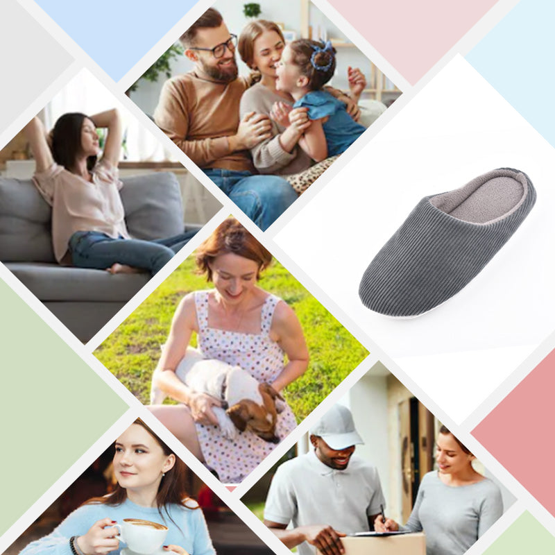 Knixmax Men's Slippers Memory Foam Grey Winter Slippers for Indoor Travel Hotel - Knixmax