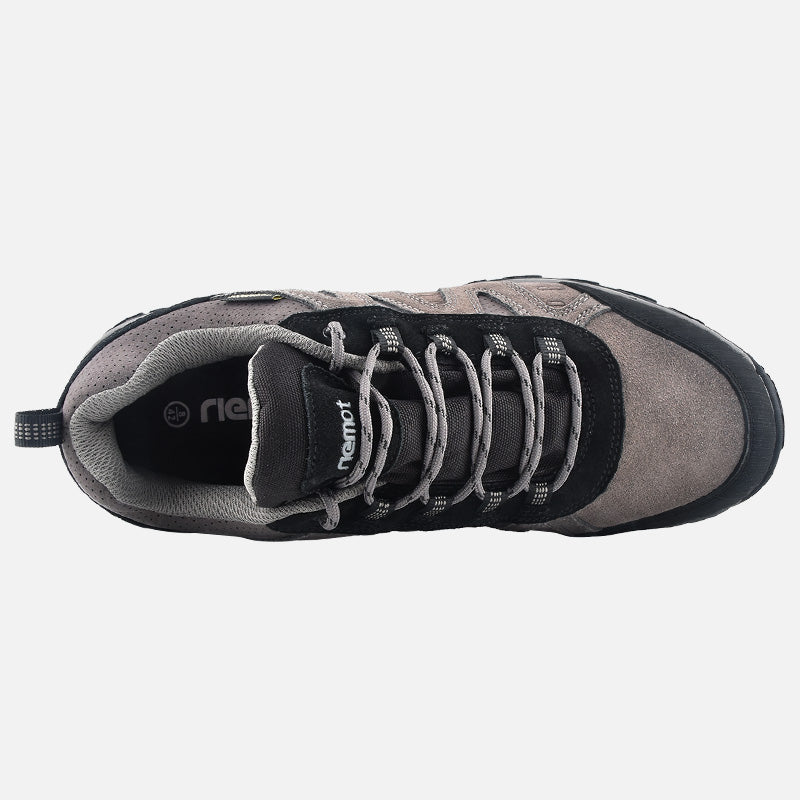riemot Men's Waterproof Hiking Shoes Grey Black Lightweight Running Trainers - Knixmax