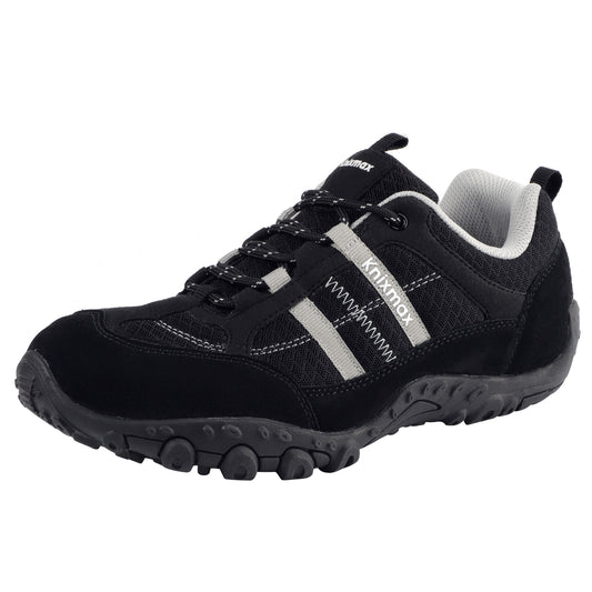 Knixmax Men's Hiking Trainers, Black, Lightweight Approach Shoes, Sports Trainers