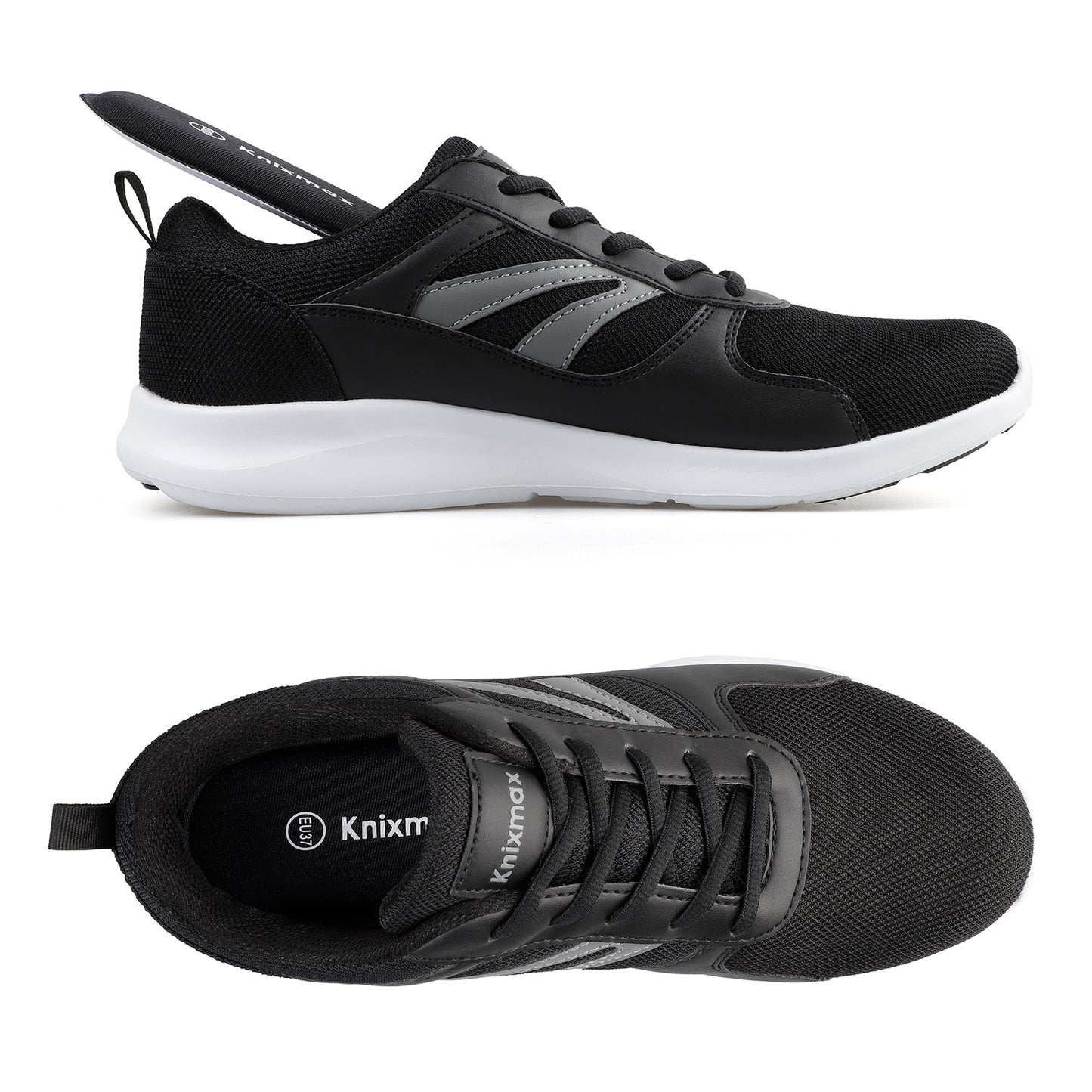 Knixmax Men's Memory Foam Insoles, Black, for Athletic Shoes & Sneakers