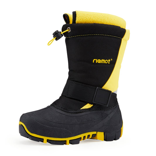 riemot Kids Snow Boots, Black Yellow, Waterproof Warm Shoes - Knixmax