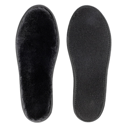 riemot Sheepskin Insoles for Men Women and Kids, Black Wide, Super Thick Premium Lambswool Insoles for Wellies Slippers Boots