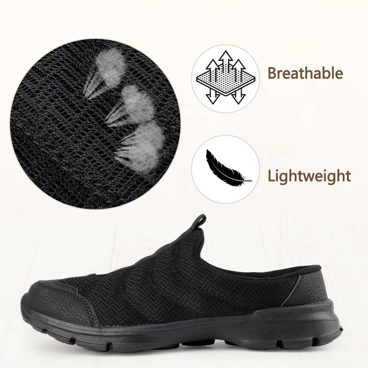 TIESTRA Clogs & Mules Summer Gardens Slippers Slip On Comfortable Breathable Casual Lightweight Sandals for Men, Black
