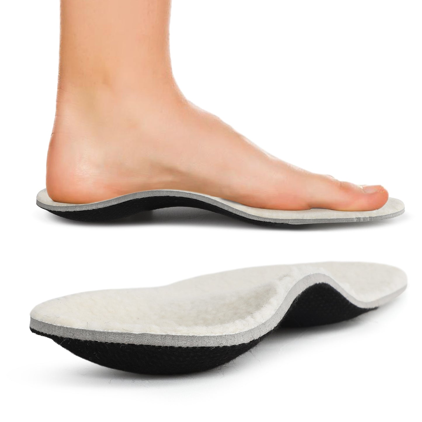 Knixmax Outdoor Lambswool Insoles for Women Men's Warm Soft Comfort Wool Insole with Arch Support Cozy Winter Inserts