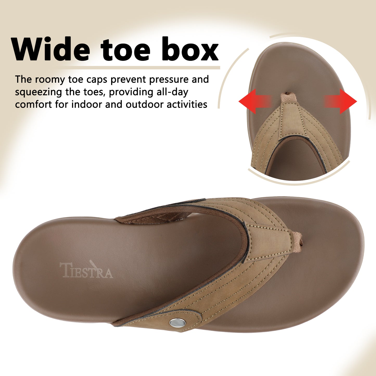 TIESTRA Men's Sport Flip Flops Beach Athletic Cushioned Summer Outdoor Comfort Thong Sandals UK7-13