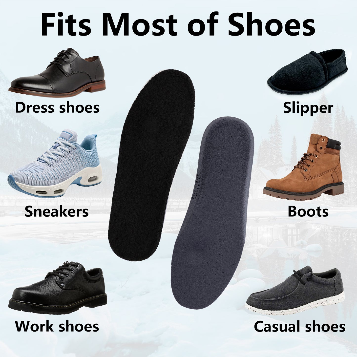 TIESTRA Merino Wool Insoles Warm Sheepskin Insoles for Women Men Thermal Insoles Winter Thick Inner Soles Soft Comfort Shoe Inserts