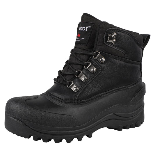 Riemot Men's Snow Boots Black Waterproof & Slip-resistant Snow Boots
