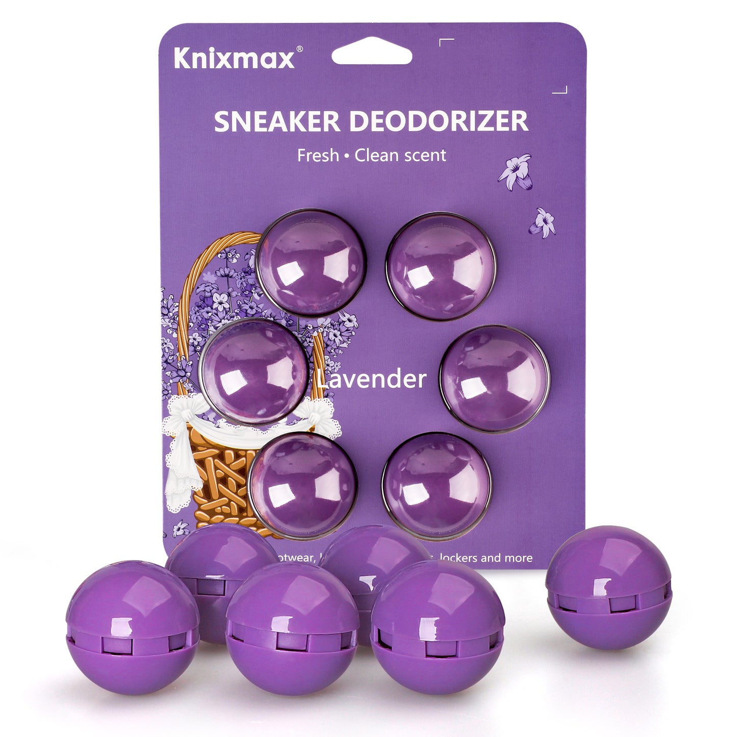 Knixmax Outdoor Aromatherapy Ball Shoe Odour Eliminator for Sneakers Kitchen Bedroom Bathroom Six Ball Pack/Lavender/Purple