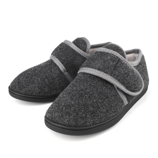 TIESTRA Mens Slipper Boots Warm Flocking Slippers Wide Fit Cosy Fur House Shoes Non Slip for Indoor & Outdoor