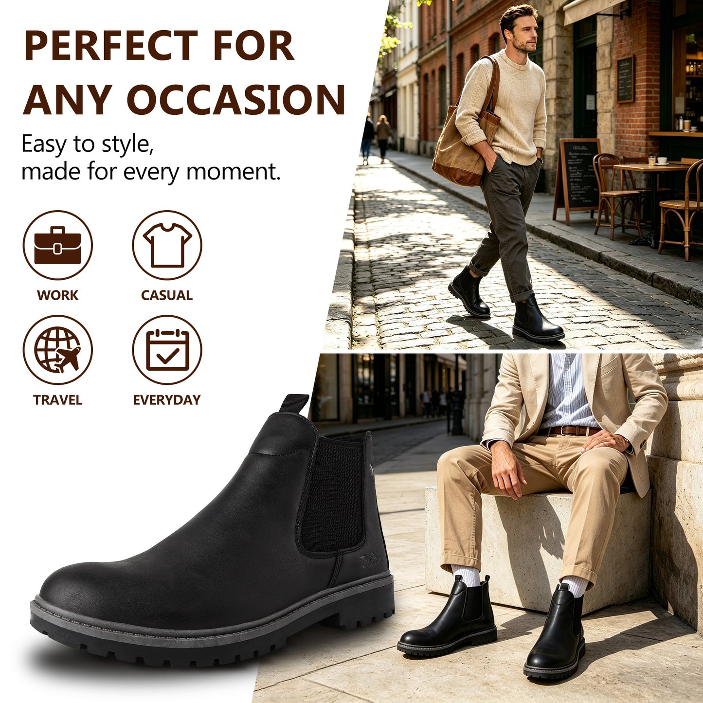 Men’s Chelsea Boots – Classic Elastic Side Ankle Boots for Everyday Wear