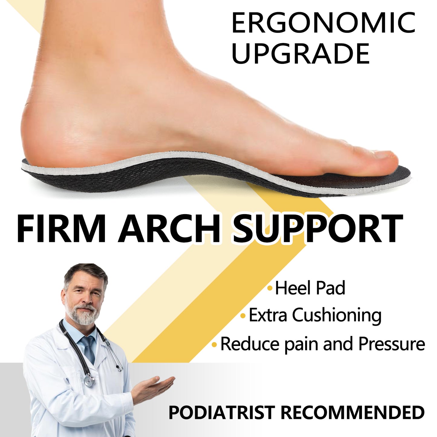 Knixmax Outdoor Hard Orthotic Insoles for Men Women Arch Support Inserts for Plantar Fasciitis Flat Feet