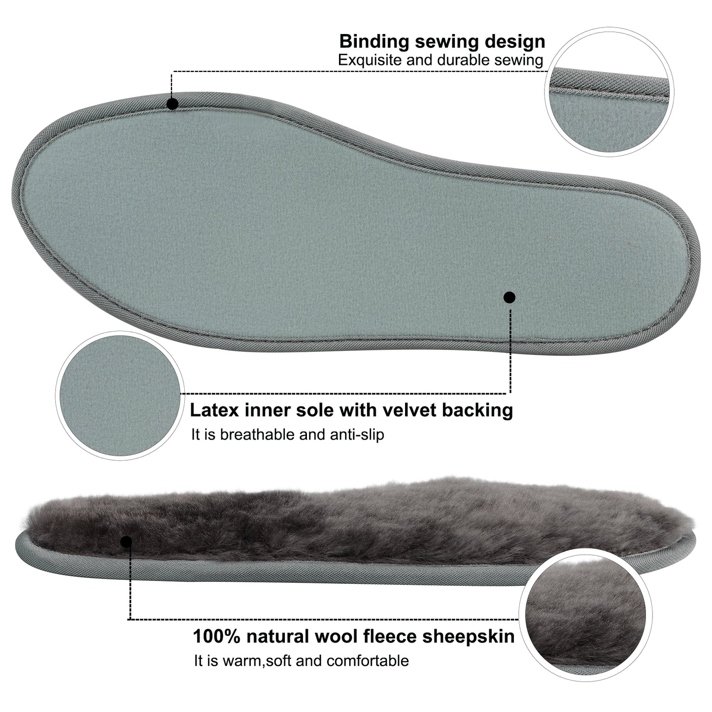 riemot Sheepskin Insoles for Men Women and Kids, White Wide, Super Thick Premium Lambswool Insoles for Wellies Slippers Boots