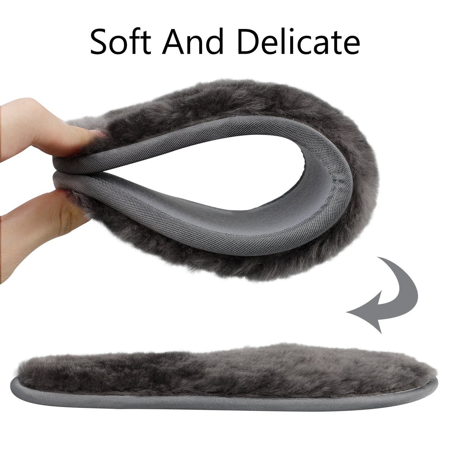 Riemot Sheepskin Insoles for Men Women and Kids, Grey Wide, Super Thick Premium Lambswool Insoles for Wellies Slippers Boots