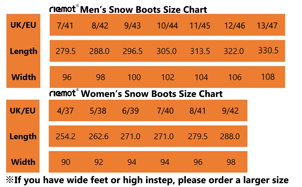 riemot Men's Snow Boots Black Waterproof & Slip-resistant Winter Boots