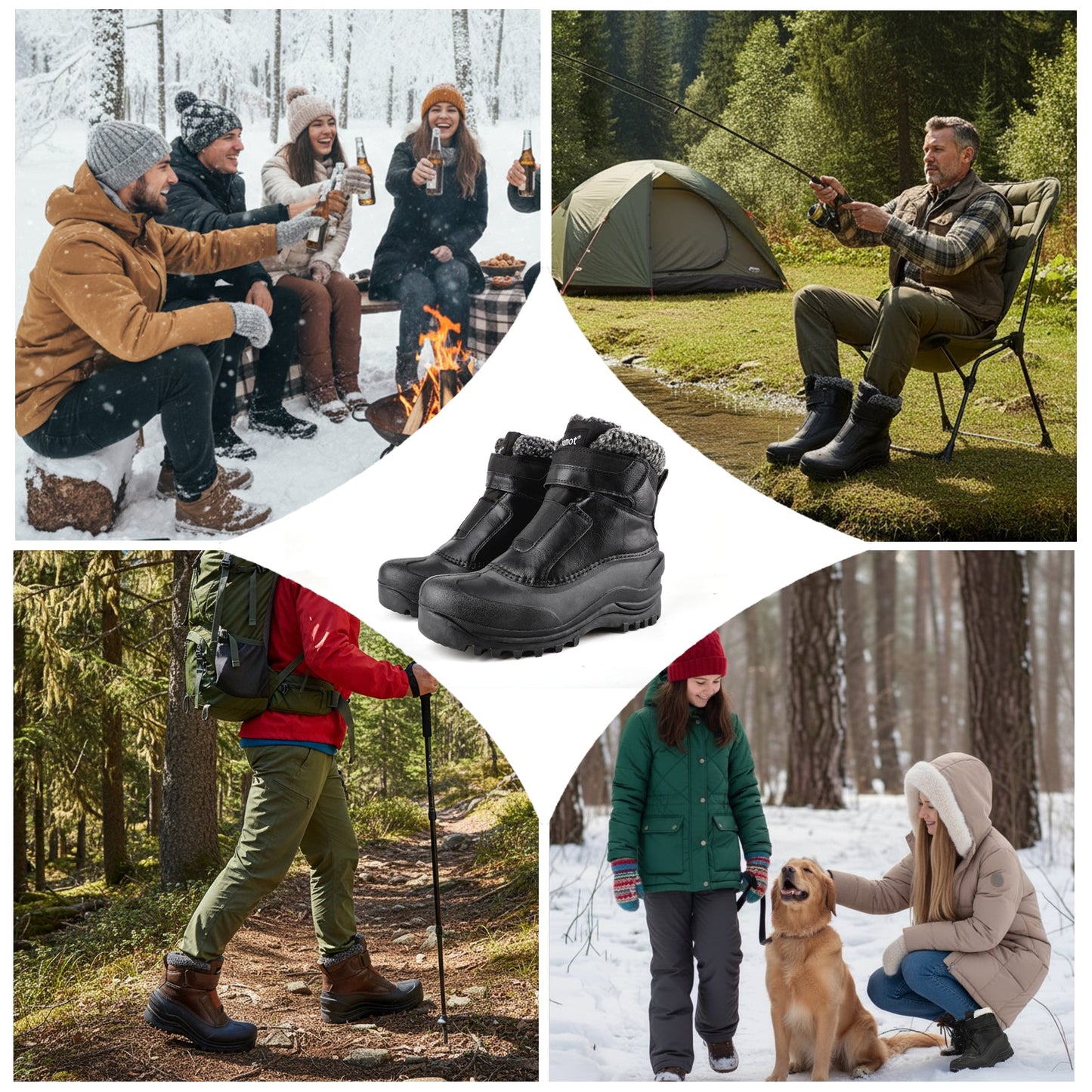 knixmax Men’s Snow Boots – Easy-On Insulated Winter Ankle Boots