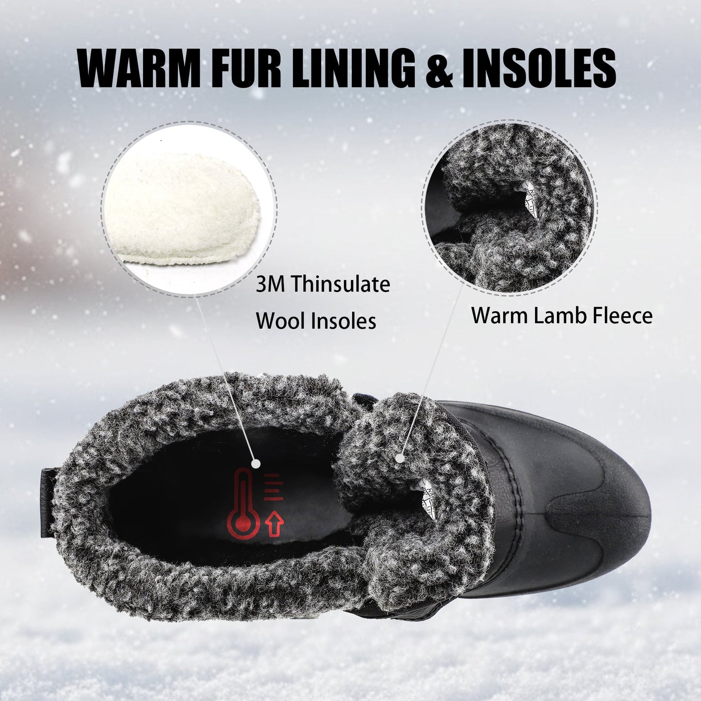 knixmax Men’s Snow Boots – Easy-On Insulated Winter Ankle Boots