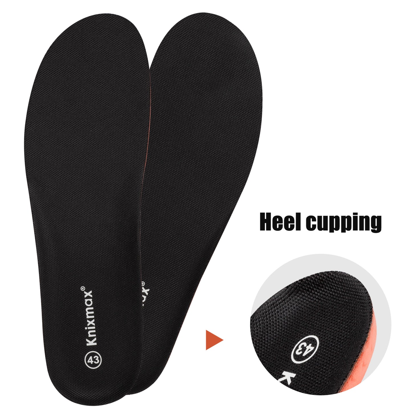 Knixmax Sports Arch Support Insoles for Men &amp; Women - Breathable Cushioned Inserts with Shock Absorption, Running Walking Hiking Shoe Soles