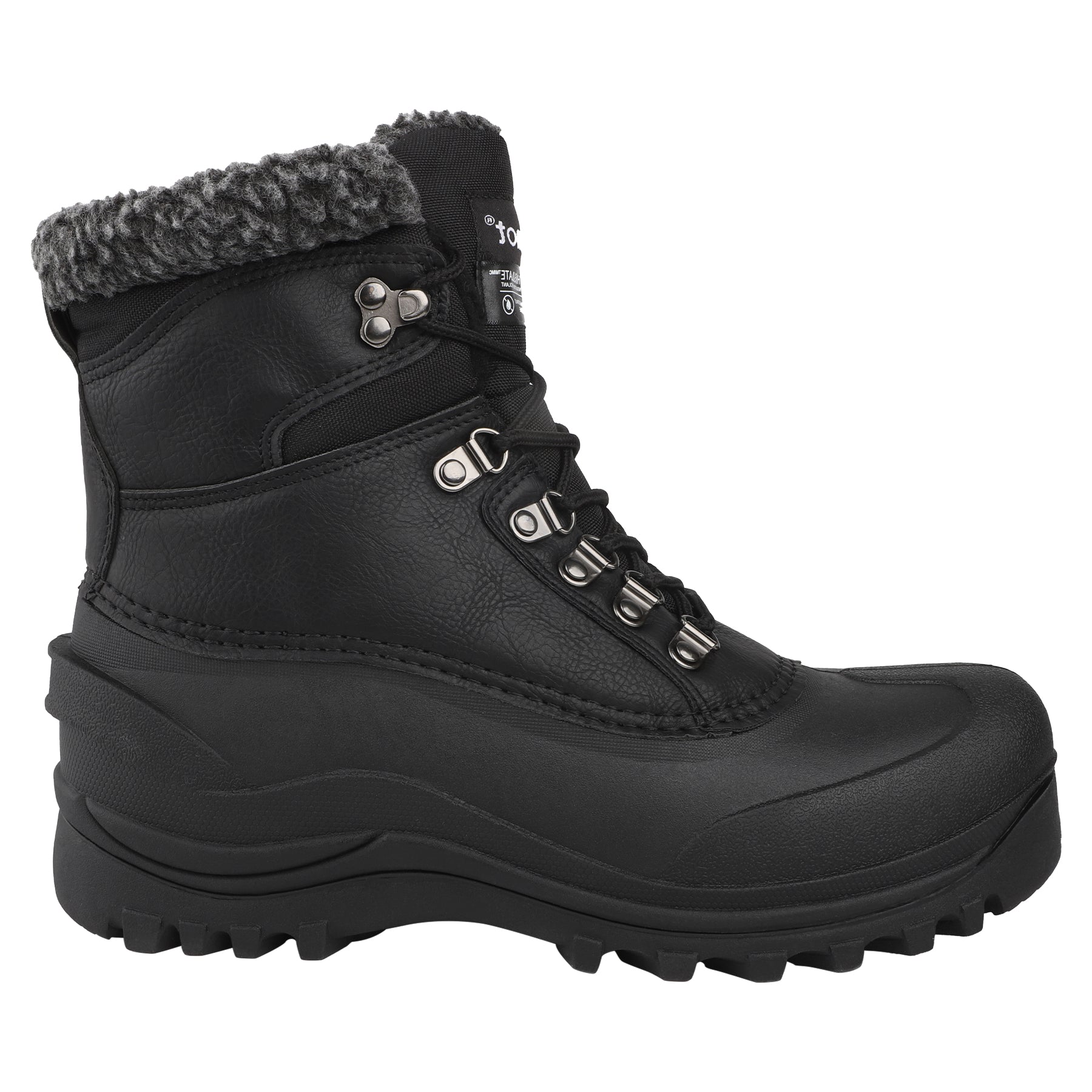 riemot Men's Snow Boots Black Waterproof Lace-Up Winter Boots with Warm Fleece Lining