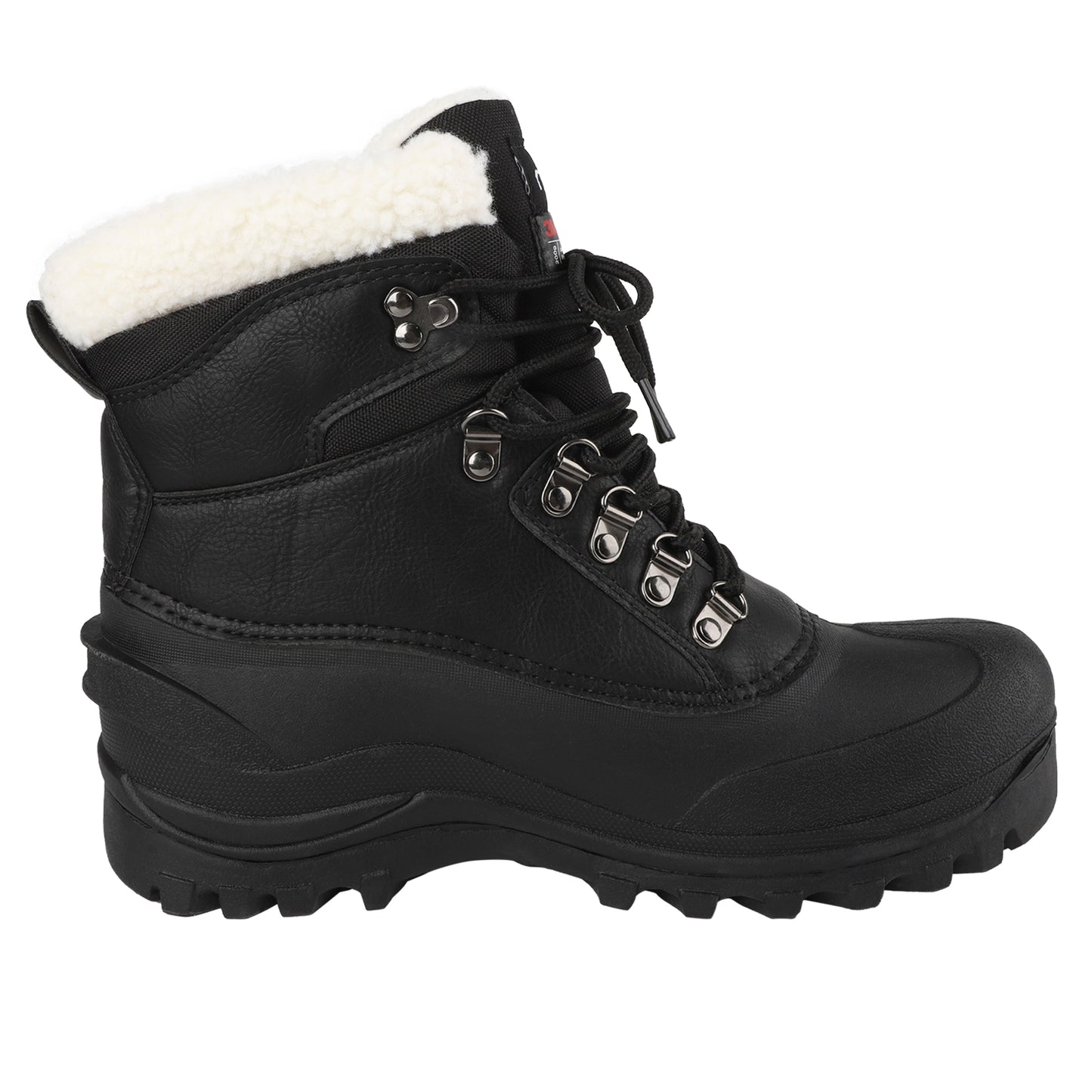riemot Women's Snow Boots Black Waterproof Lace-Up Winter Boots with Faux Fur Lining