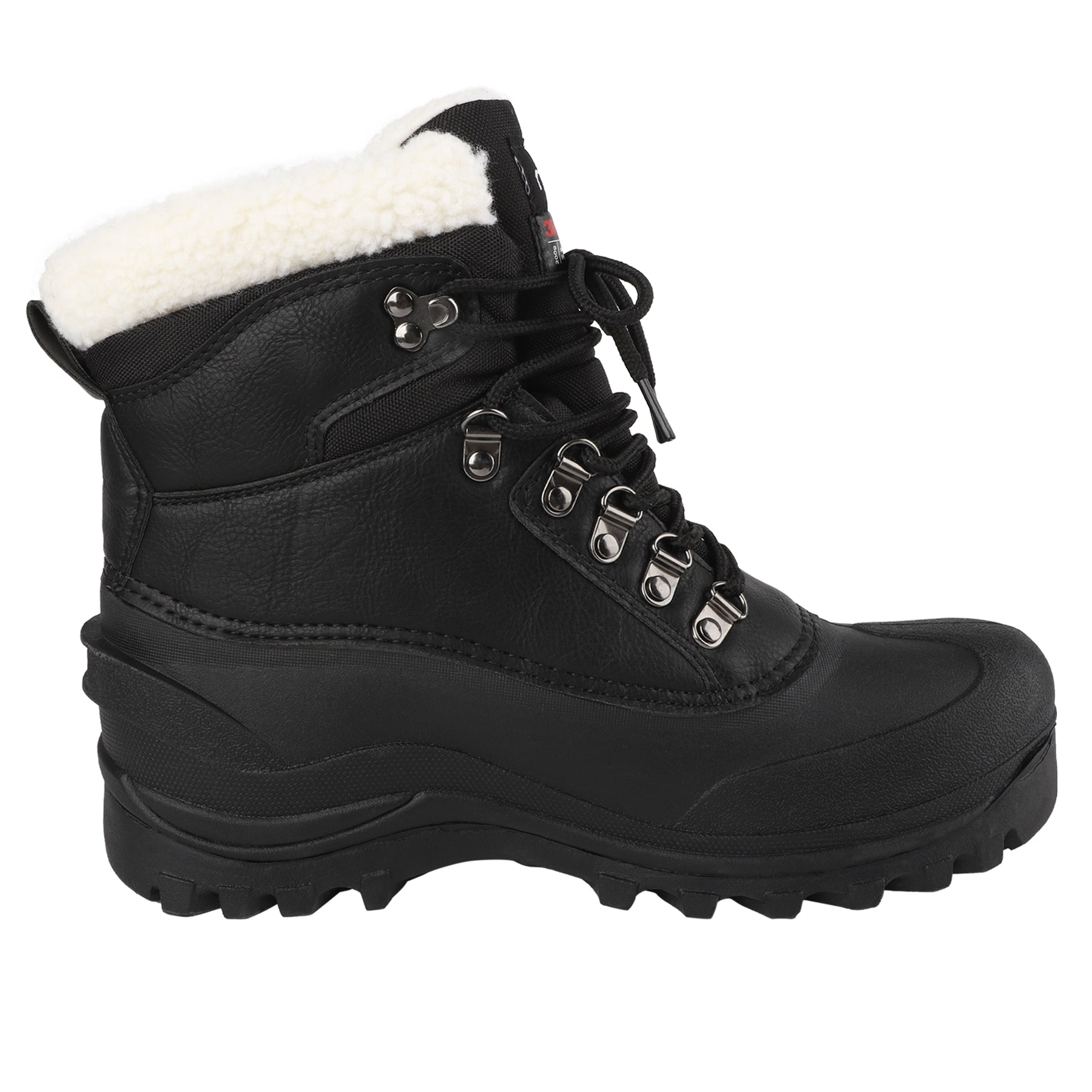 riemot Women's Snow Boots Black Waterproof Lace-Up Winter Boots with Faux Fur Lining