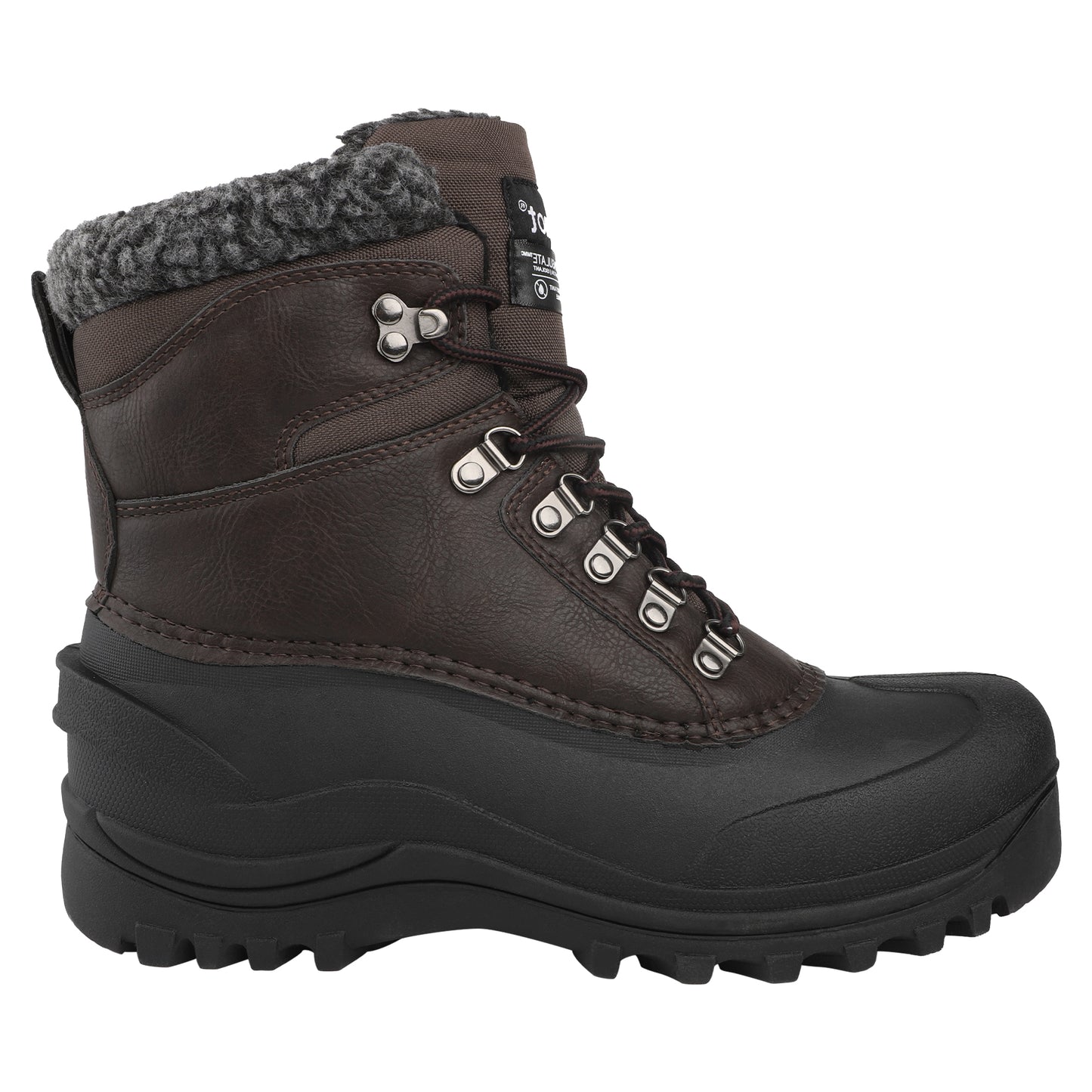 riemot Men's Snow Boots Brown Waterproof Lace-Up Winter Boots with Warm Fleece Lining