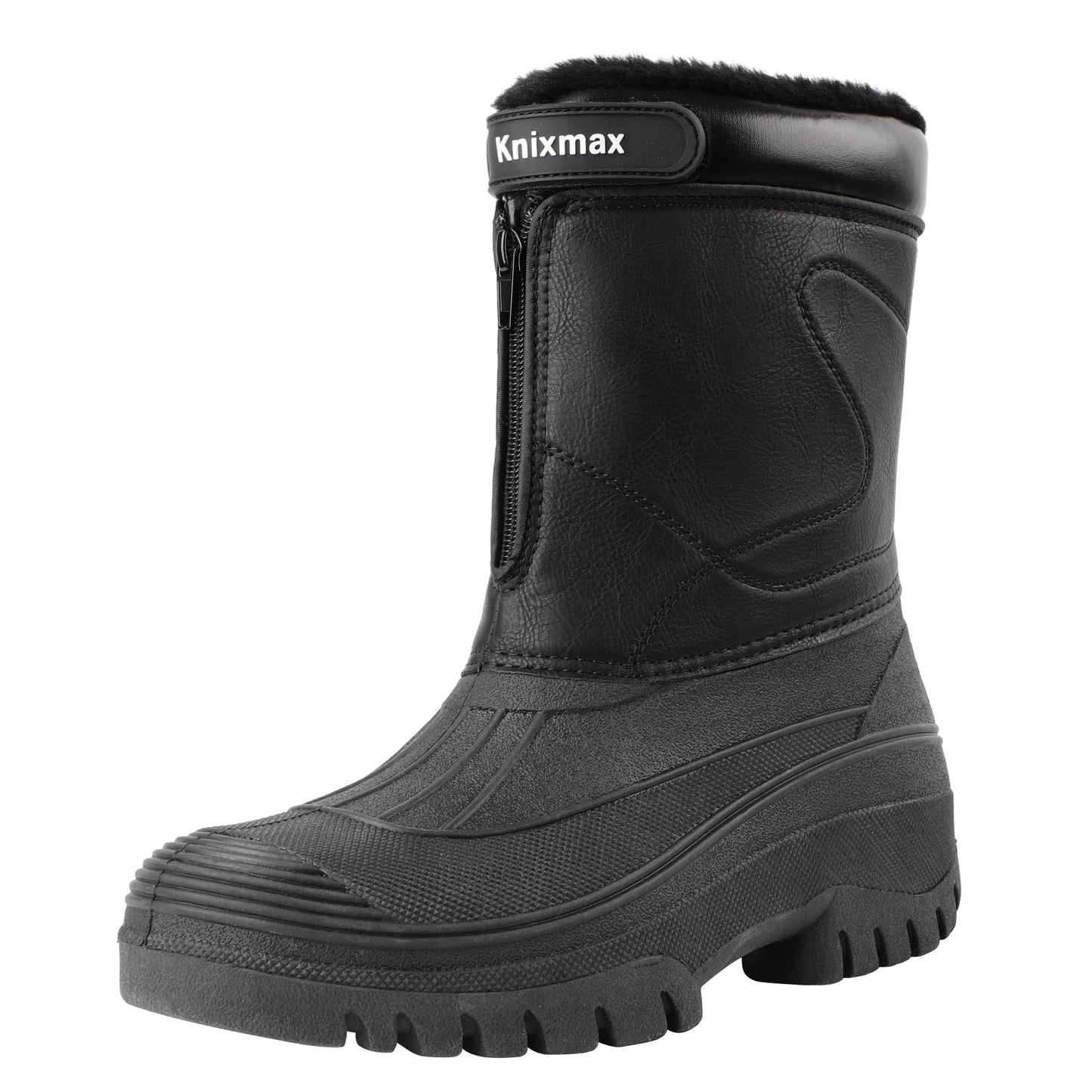 Knixmax Men's Snow Boots Black Waterproof & Fur Lined Winter Boots