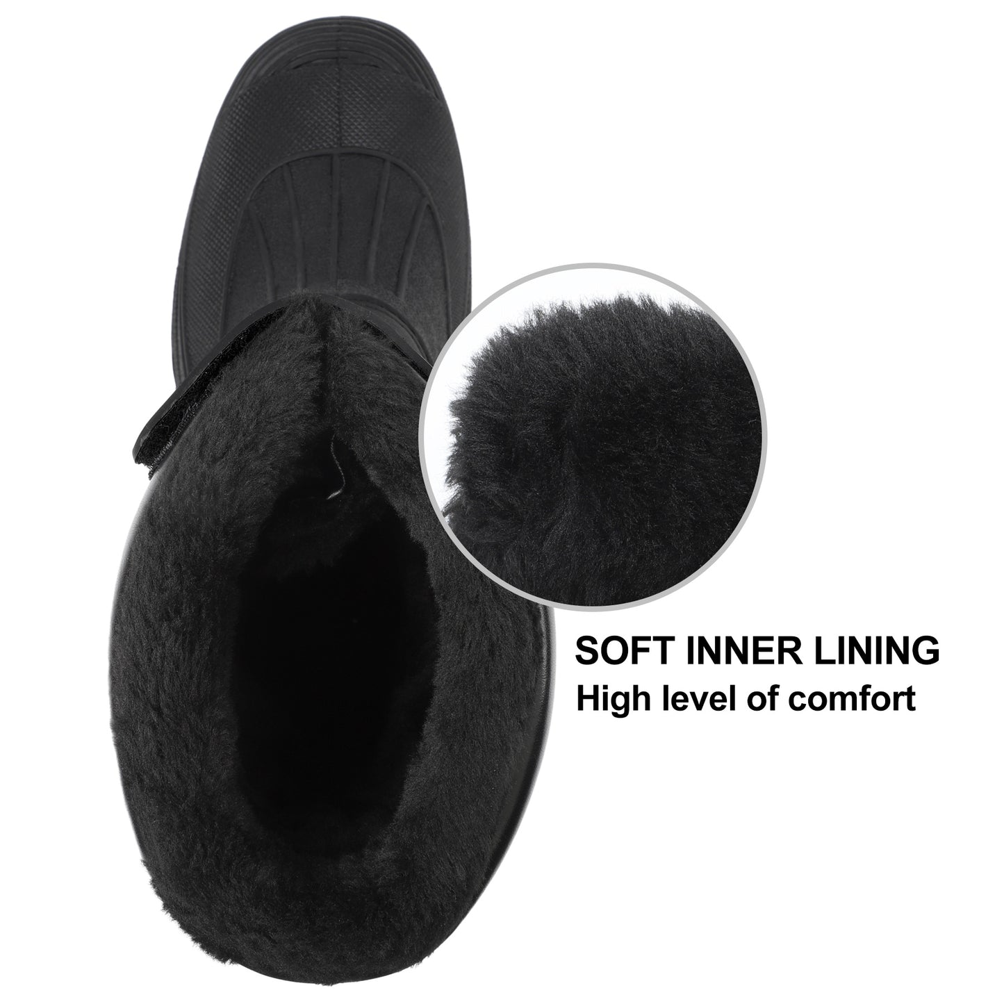 Knixmax Men's Snow Boots Black Waterproof & Fur Lined Winter Boots
