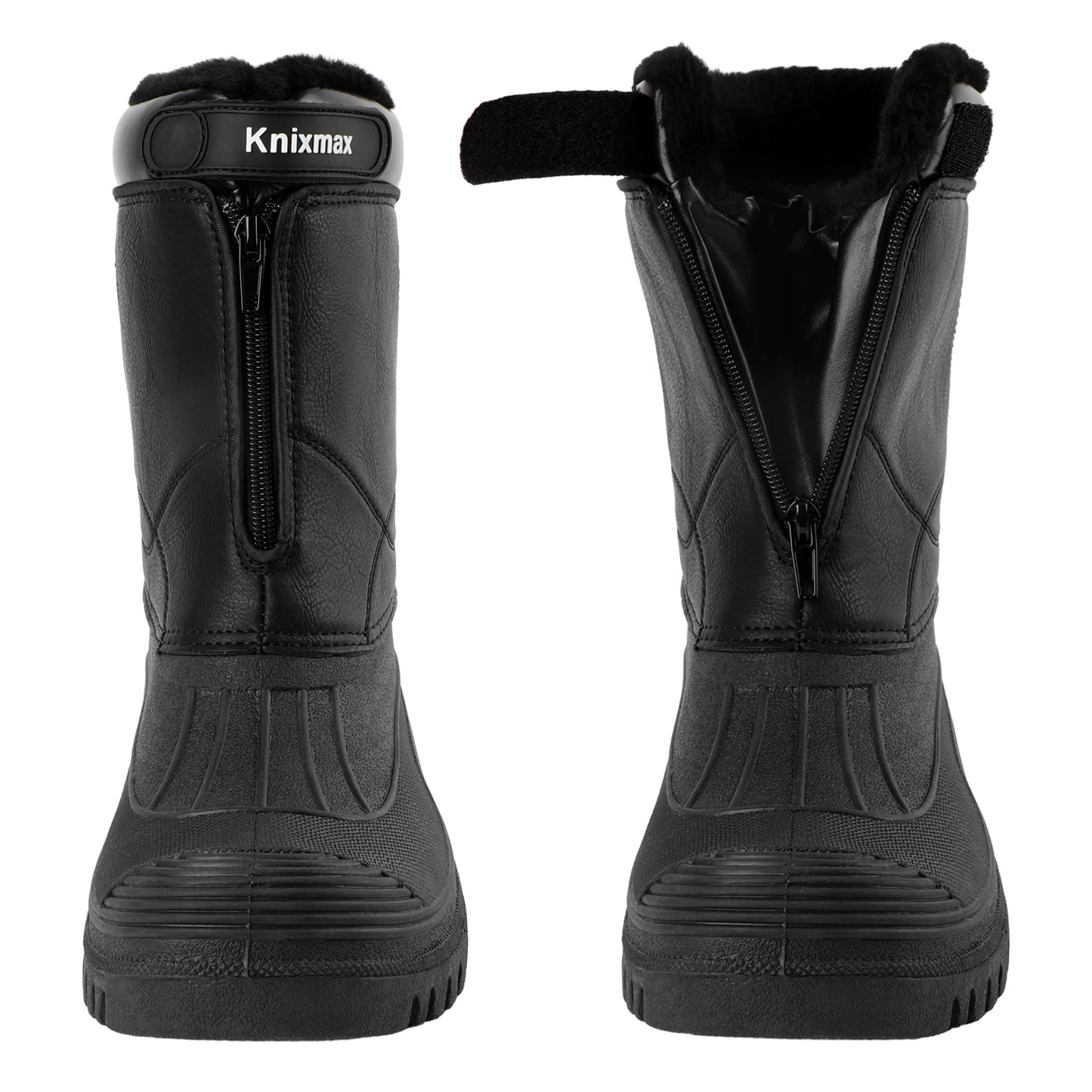Knixmax Men's Snow Boots Black Waterproof & Fur Lined Winter Boots