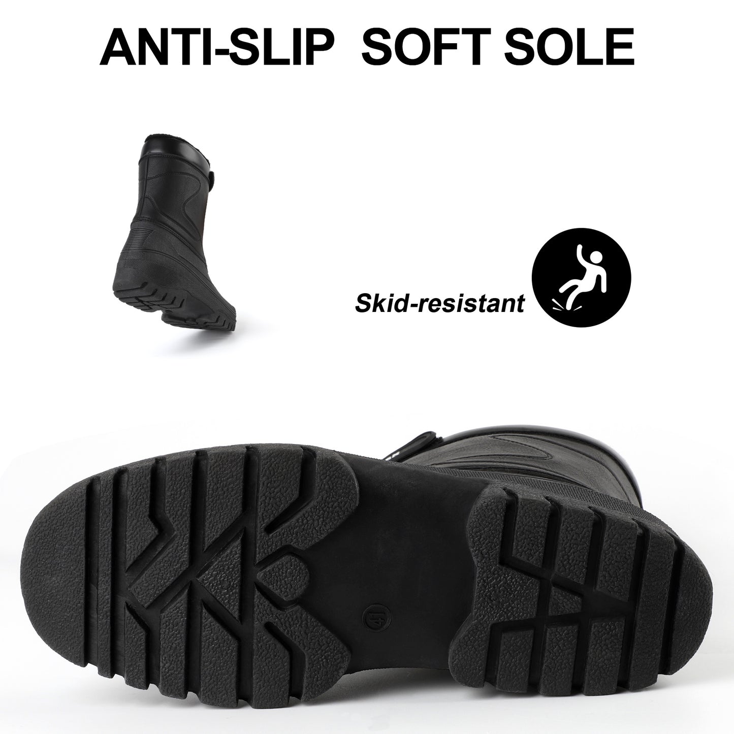 Knixmax Men's Snow Boots Black Waterproof & Fur Lined Winter Boots